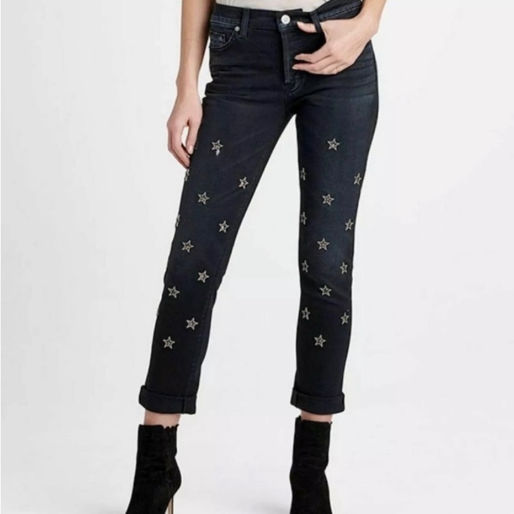 Hudson straight cropped star jeans